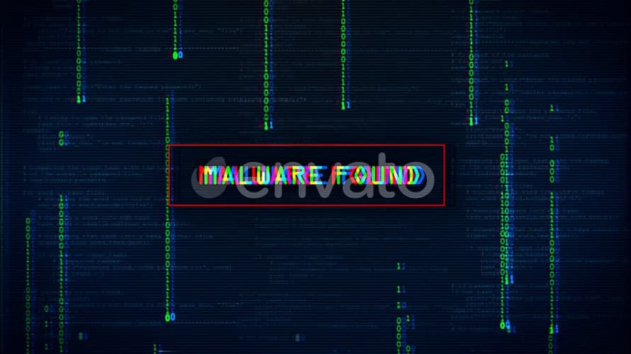 Malware found warning on a computer screen